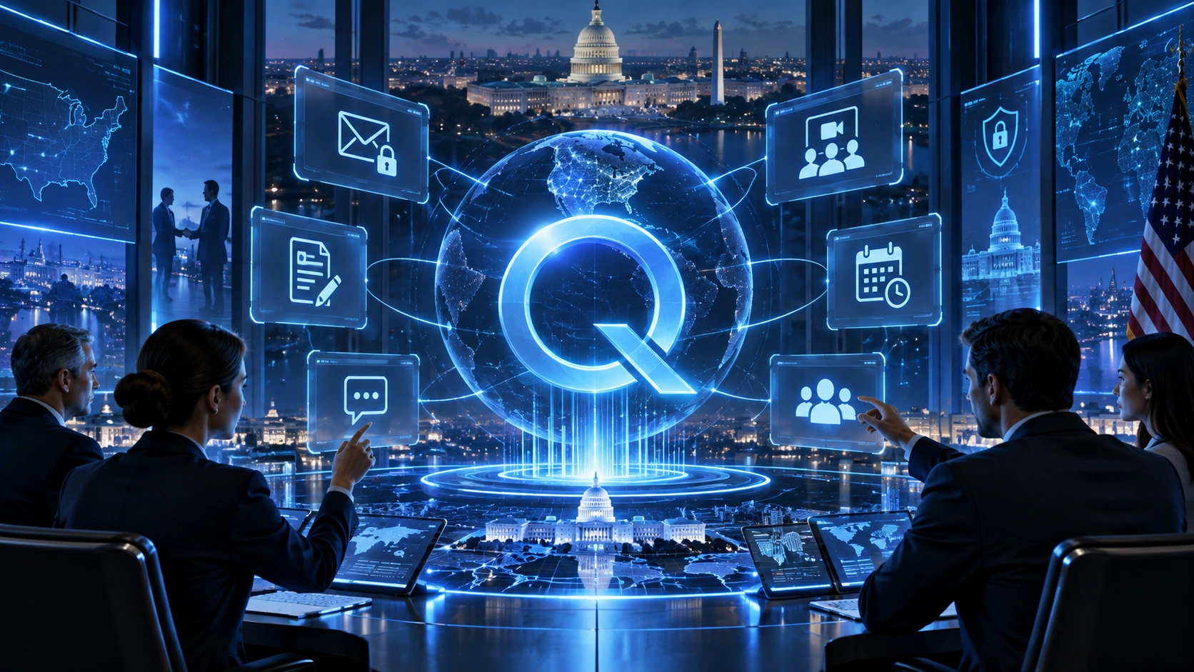 Quantum GovOS contact hero AI visual